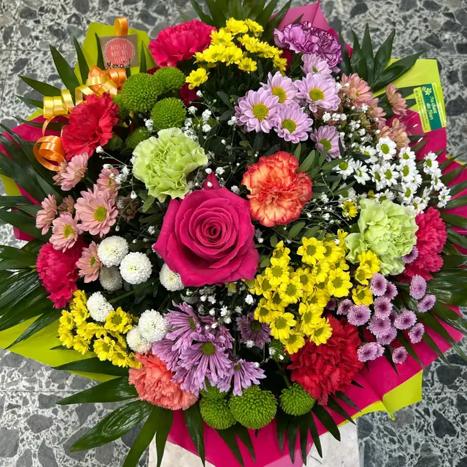 Bouquet rond rose et blanc